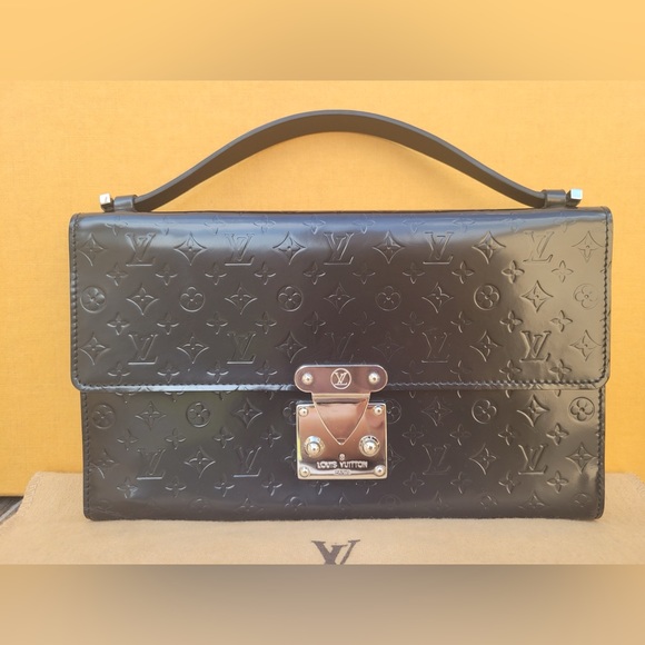 Glace Anouchka Pochette MM Noir Monogram Black Clutch - Picture 2 of 16